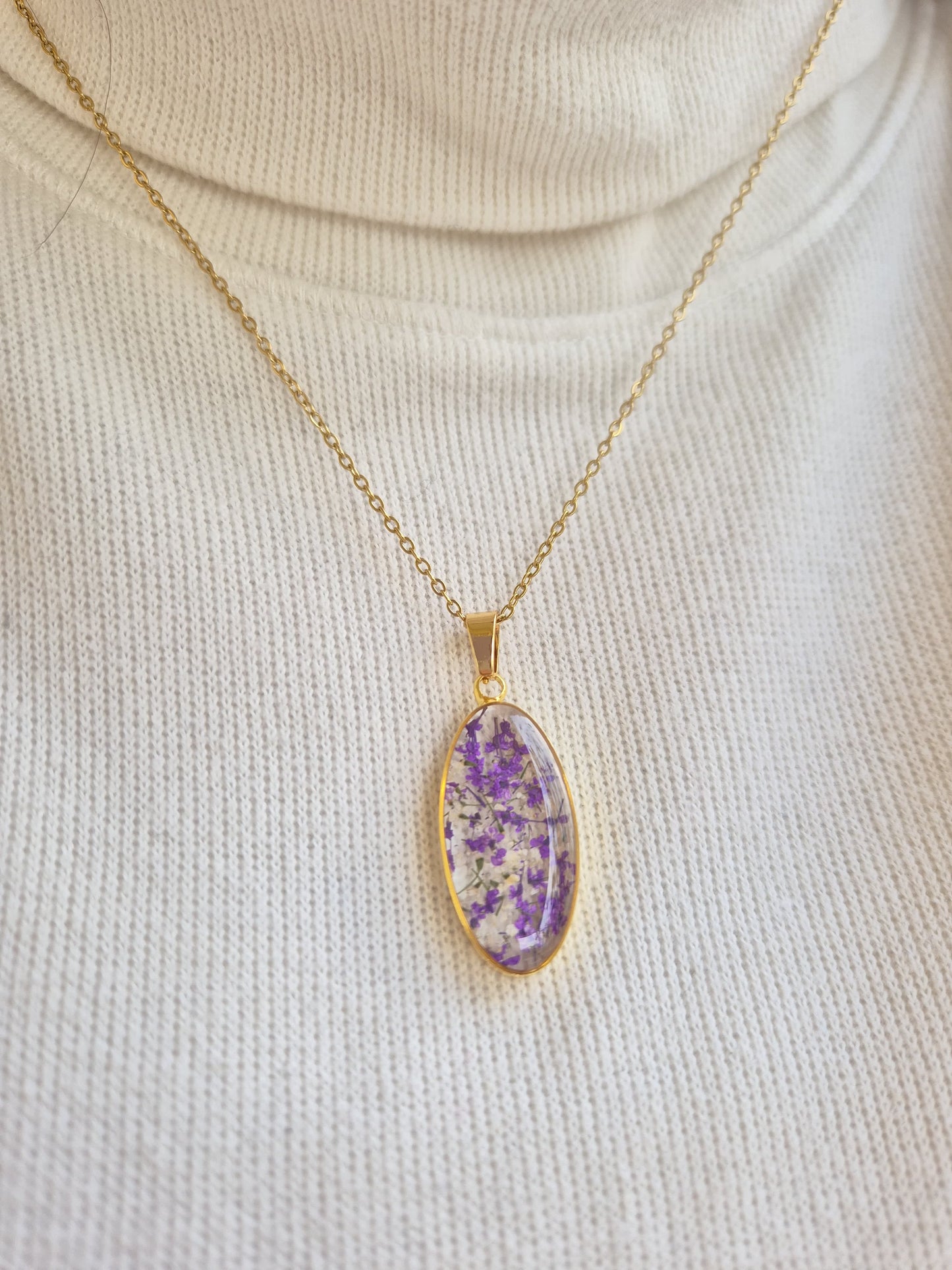Purple Lace flower necklace