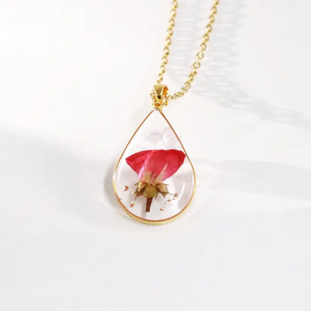 Real rose flower necklace