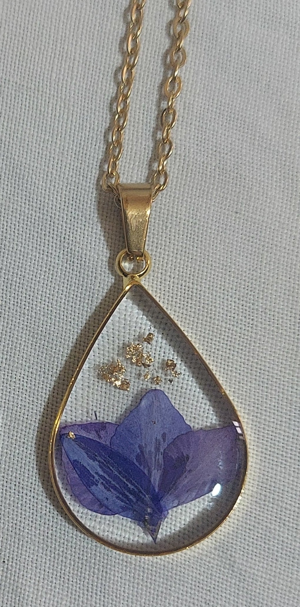 Real Larkspur / Delphinium flower necklace