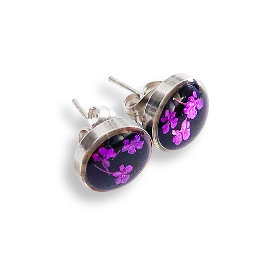 Stud earrings purple color