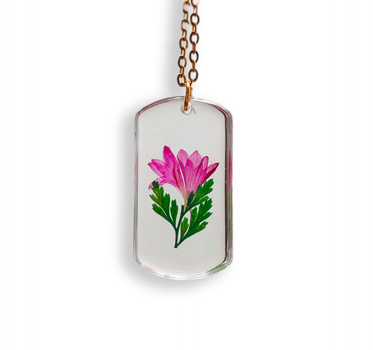 Pink Cornflower - Real Dried Flowers Pendant