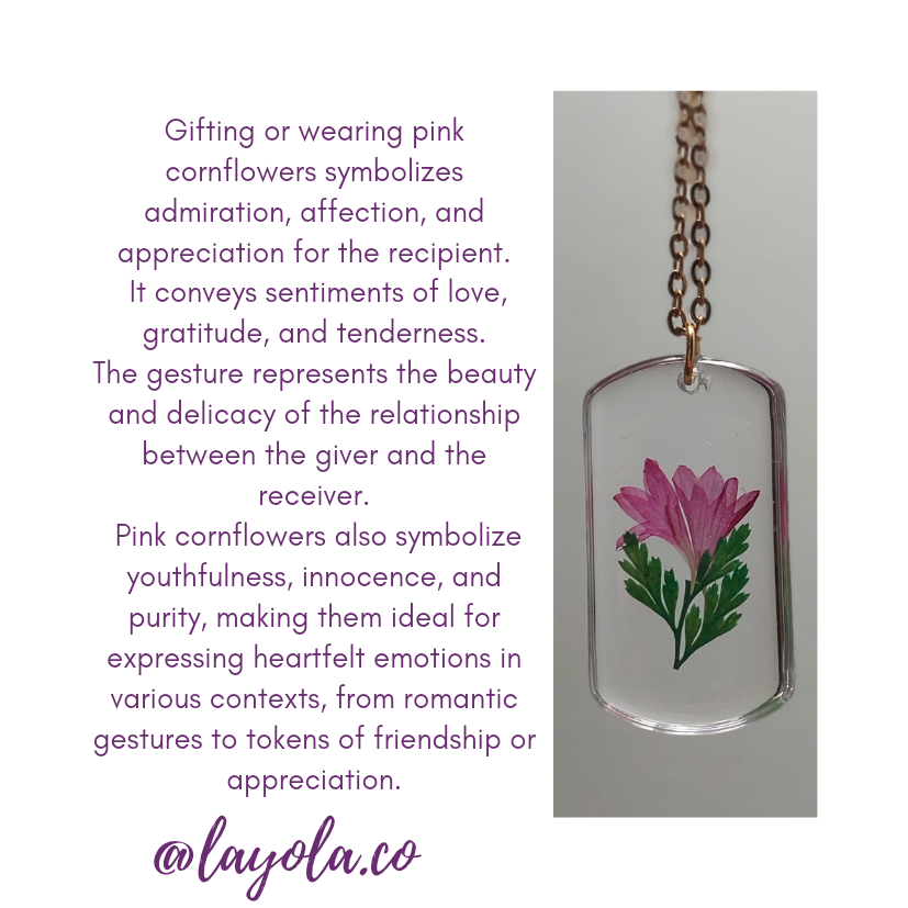 Pink Cornflower - Real Dried Flowers Pendant