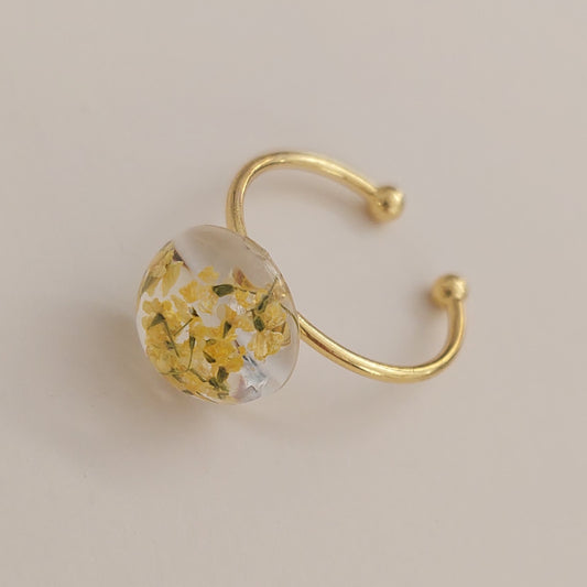 Gold color real yellow flowers ring