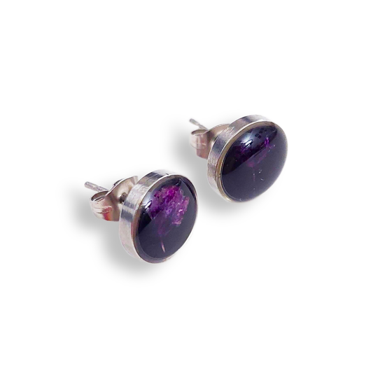 Stud earrings purple color