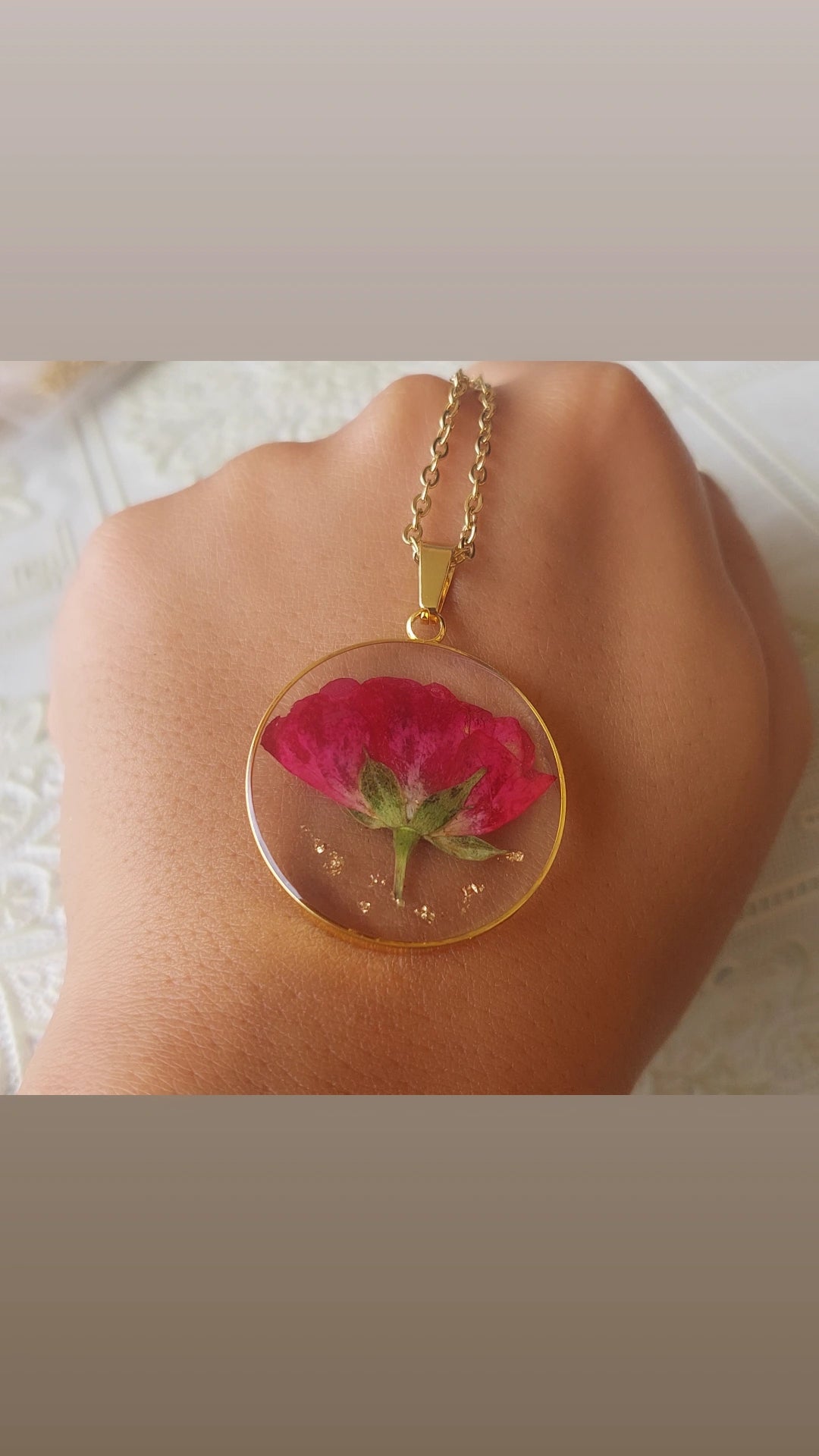 Real rose flower necklace