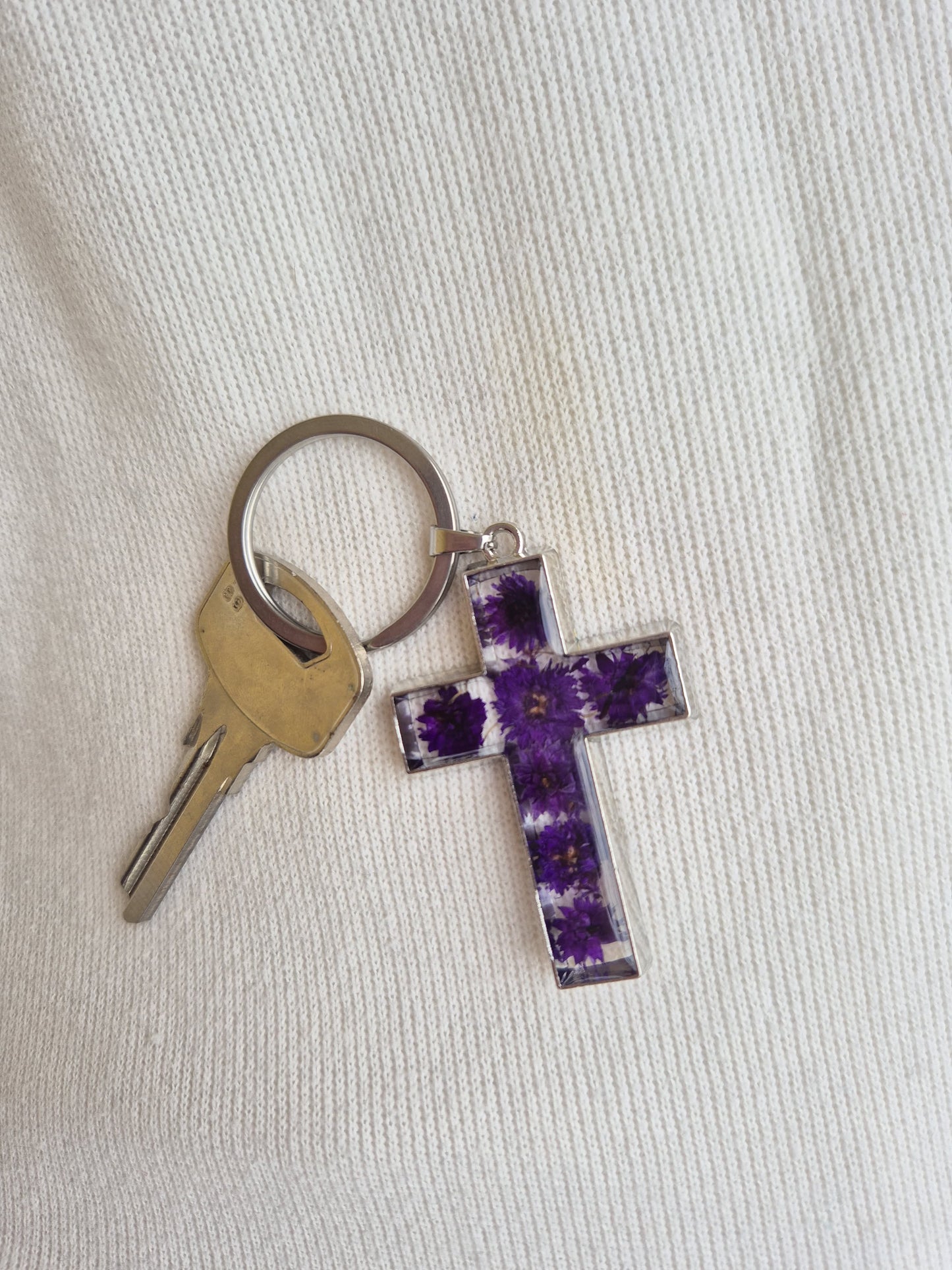 Real Dried Flowers Cross Pendant