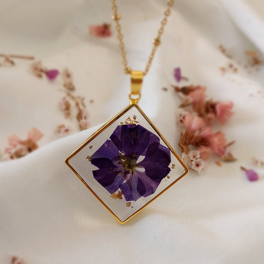 Real Larkspur / Delphinium flower necklace