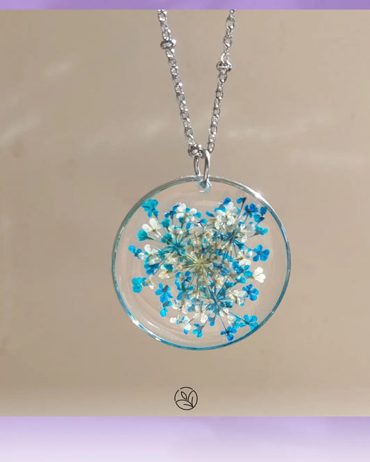 Blue Lace flower necklace