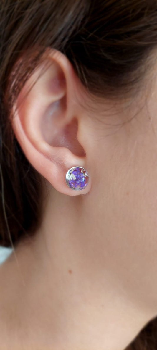 Stud earrings purple color